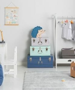 Petite Déco Oppbevaringskasser Koffert 3-pack, Grå/Blå -jollyroom Butikk 2172027M S3 2460 3b