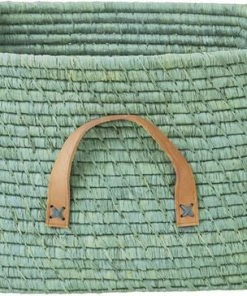 Rice Oppbevaringskurv Med Lærhåndtak, Mint