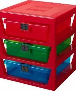 LEGO Oppbevaringshylle Med 3 Skuffer, Rød