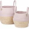 KidsDepot Kori Oppbevaringskurv 2-pack, Pink/Natural