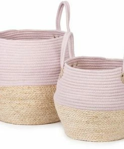 KidsDepot Kori Oppbevaringskurv 2-pack, Pink/Natural