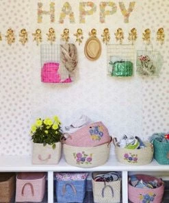 Rice Oppbevaringskurv Med Lærhåndtak, Rosa -jollyroom Butikk 528580