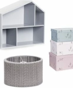 Lilou Lilou Oppbevaring, Bokhylle Og Lampeskjerm, Grå/Rosa