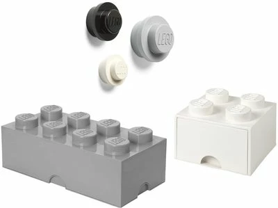LEGO Oppbevaring Med Knagg 3-pack Grå/Svart/Hvit 1 LEGO Oppbevaring Med Knagg 3-pack Grå/Svart/Hvit