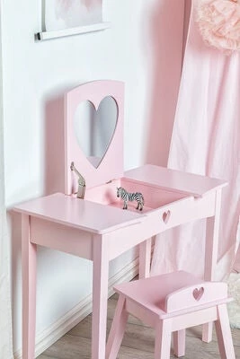 Alice & Fox Sminkebord Med Stol, Rosa 4 Alice & Fox Sminkebord Med Stol, Rosa - Bilde 4