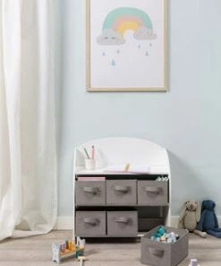 Cloudberry Castle Bokhylle Med Oppbevaring, Grå -jollyroom Butikk FSR020 Grey 2194 3a