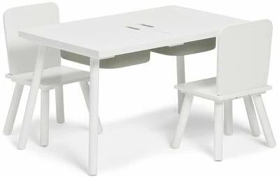 Alice & Fox Bord Og Stol Med Oppbevaring, Hvit 2 Alice & Fox Bord Og Stol Med Oppbevaring, Hvit - Bilde 2