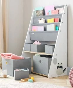 Kinderkraft Bokhylle Vaskebjørn, Hvit & Grå -jollyroom Butikk KKHRACOREG0000 3420 4b