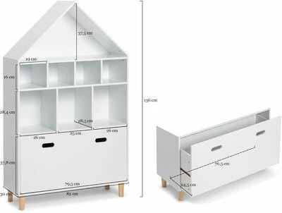 Alice & Fox Kommode Hus 3-plan, Hvit 6 Alice & Fox Kommode Hus 3-plan, Hvit - Bilde 6