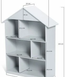 Alice & Fox Bokhylle Hus, Hvit 13 Alice & Fox Bokhylle Hus, Hvit -jollyroom Butikk SDBH001 2195 4a