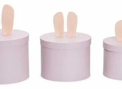 Cloudberry Castle Pappboks Rund 3-pack , Rosa Kanin