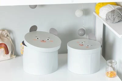 Alice & Fox Oppbevaringsbokser 2-pack Mus, Grå 2 Alice & Fox Oppbevaringsbokser 2-pack Mus, Grå - Bilde 2