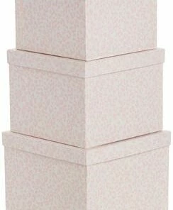 Alice & Fox Oppbevaringsbokser 3-pack, Pink Leopard