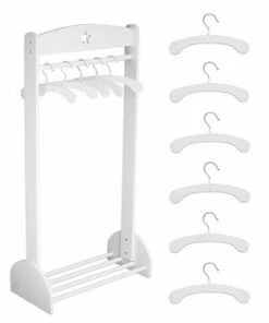 Kids Concept Pakke Klesstativ & Kleshengere X 6, Hvit